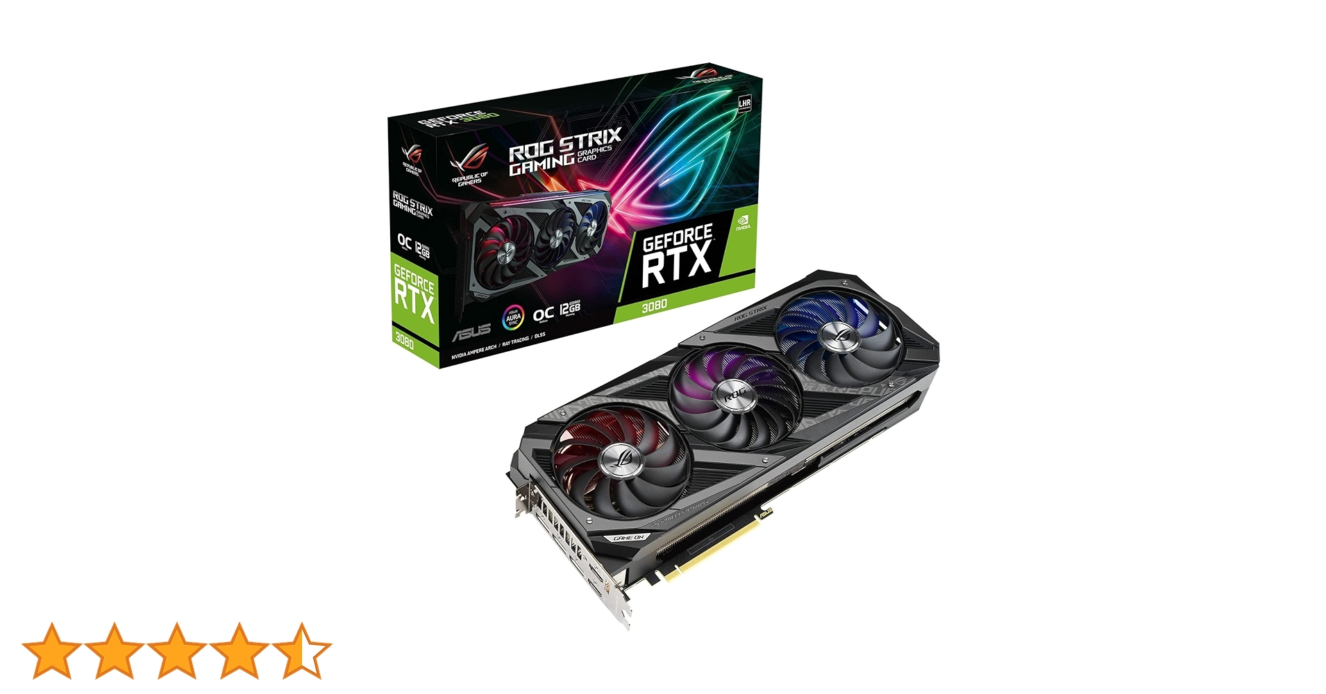 【美品】グラフィックボード ASUSROGSTRIX RTX 3080 非LHR ASUS Rog Strix RTX 3080 O10G White V2 LHR 10GB GDDR6X JP NEW